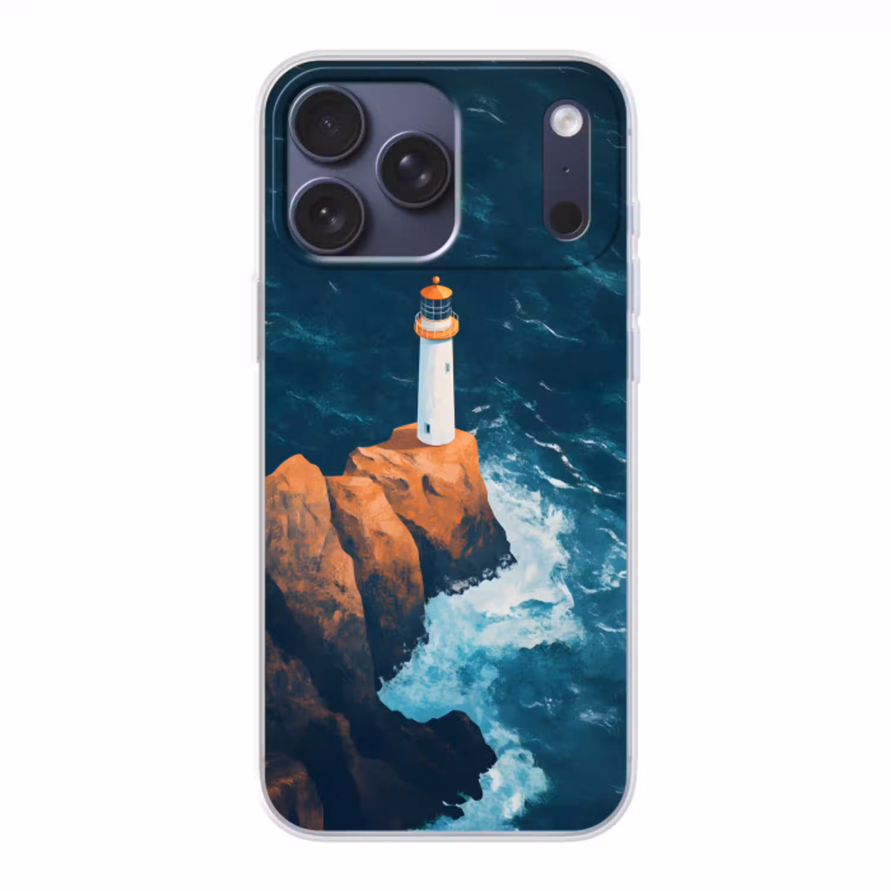 Vuurtoren - Rots - Zee - Golven Telefoonhoesje iPhone 17 Pro Max klein -3d