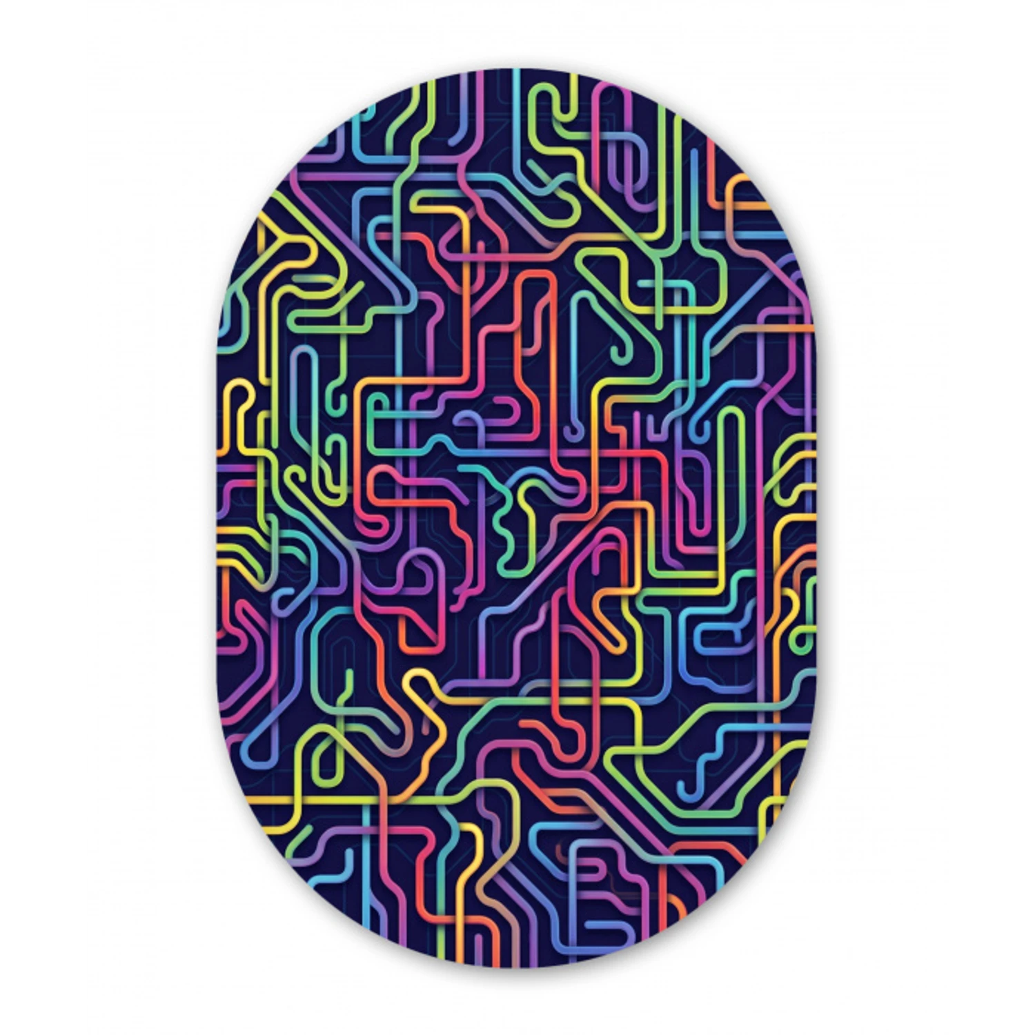 Retro - Abstract - Neon Wandcirkel Ovaal Forex klein -3d