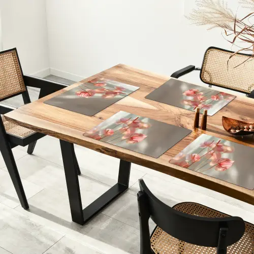 Bloemen - Stelen - Roze - Schaduw Placemat vinyl groot -zzsfeer4_Kitchenyeah-website