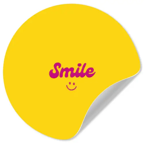 Smile - Geel - Roze Wandcirkel behangsticker klein -3d