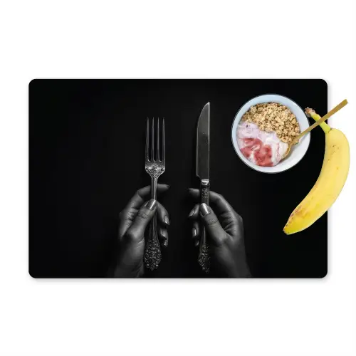 Bestek - Zwart - Wit Placemat vinyl groot -zzzproduct_Kitchenyeah-website