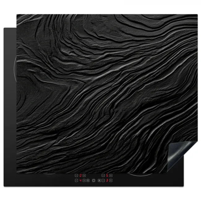 Zwart - Abstract - Hout Inductie beschermer vinyl 3mm middel -3d