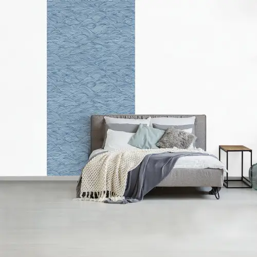 Golven - Ritmisch - Blauw fotobehang vinyl groot 64 -slaapkamer