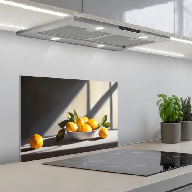 Citroenen - Stilleven - Geel keuken achterwand spatscherm klein -3d_schuin