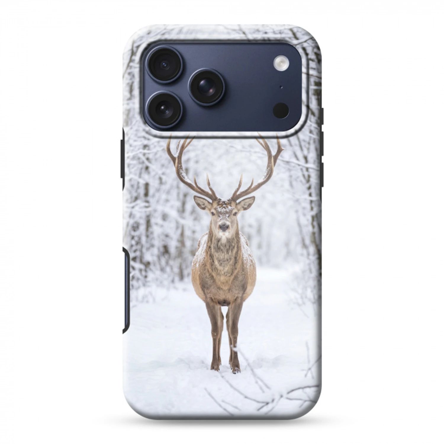 Hert - Winter - Bos - Natuur - Wit Toughcase MagSafe Apple iPhone 17 Pro Max klein -3d