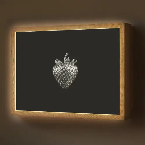Aardbei - Zaadstructuur - Realistisch Light Box met batterij (Wandlamp) middel -z3d_website