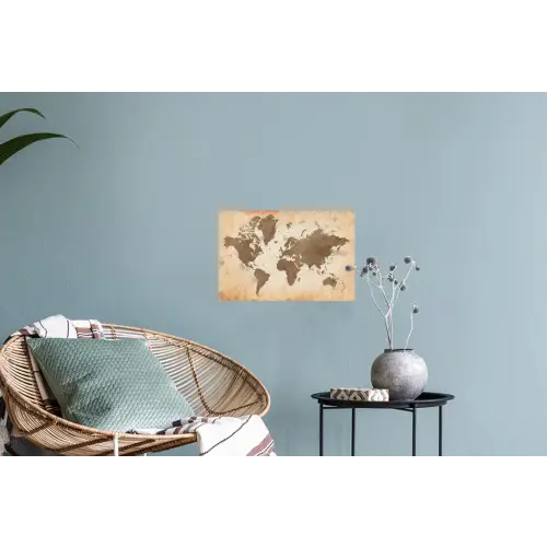 Wereldkaart - Beige - Bruin Muursticker klein -plant