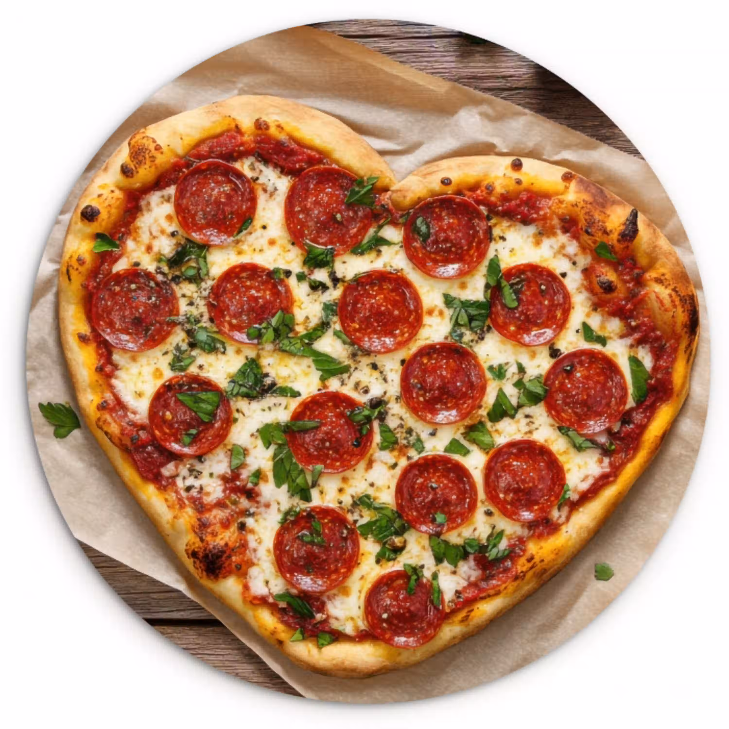Pizza - Hart - Pepperoni - Tomaat Wandcirkel kunststof plaat 5mm dik klein -3d