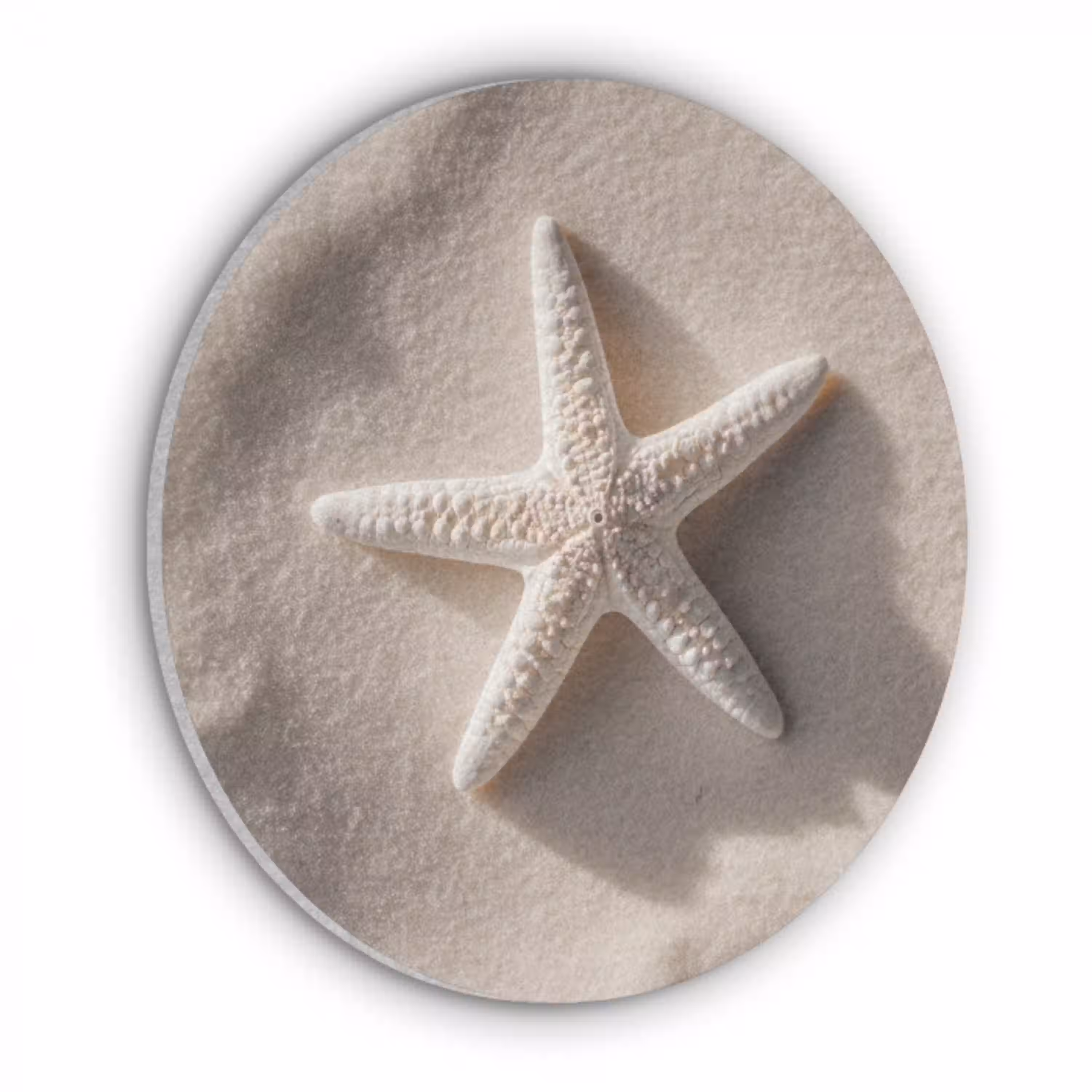 Strand - Zeester - Zand - Beige Akoestische PET Vilt - Rond klein -3d