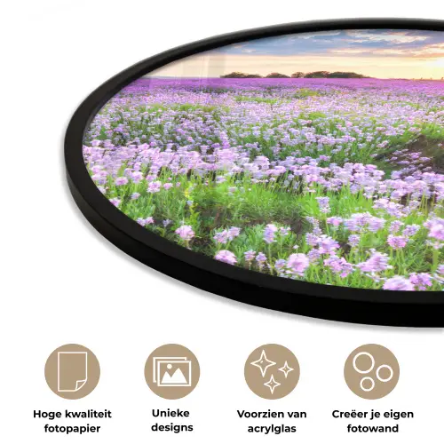 Lavendel - Bloemen - Zonsondergang - Paars - Weide Fotolijst rond zonder passe partout klein -closeup_NL