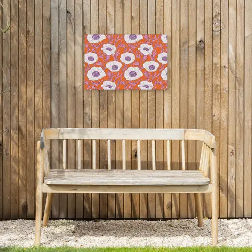 Bloemen - Grafisch - Oranje Tuinposter op houten frame 2 cm dik klein 845 -sfeer4