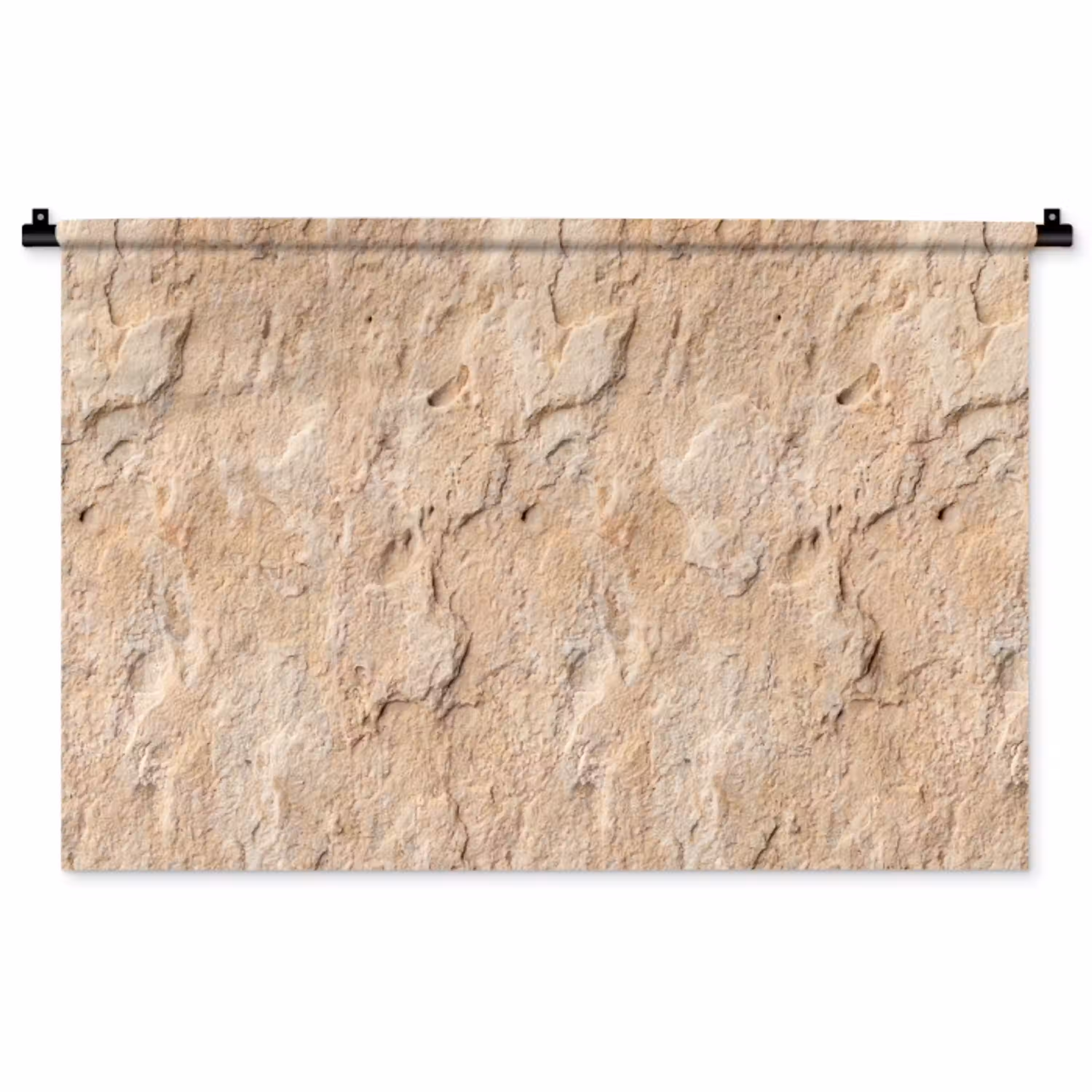 Textuur - Steen - Natuur - Beige Wandkleed katoen middel -zz3d