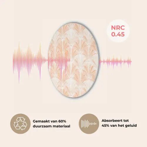 Waaier - Patroon - Perzik Akoestische PET Vilt - Rond klein 838 -USP_NL