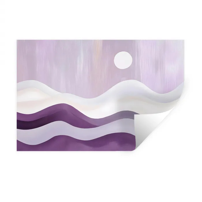 Golven - Heuvels - Abstract - Paars Muursticker klein -3d