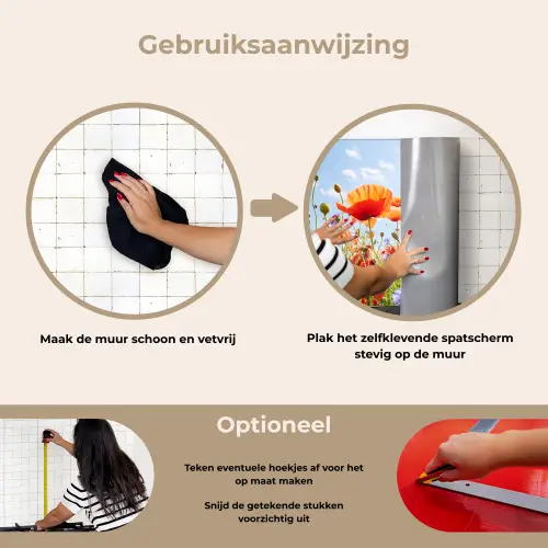 Bloemen - Klaproos - Lente - Natuur - Rood - Blauw keuken achterwand spatscherm klein -gebruiksaanwijzing_NL