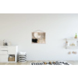 Abstract - Cirkel - Modern - Beige - Zwart - Minimalistisch textielposter latten blank klein -kinderkamer