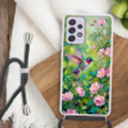 Kolibrie - Bloemen - Natuur - Kleurrijk Hoesje Samsung Galaxy A52 5G met koord klein -sfeer4