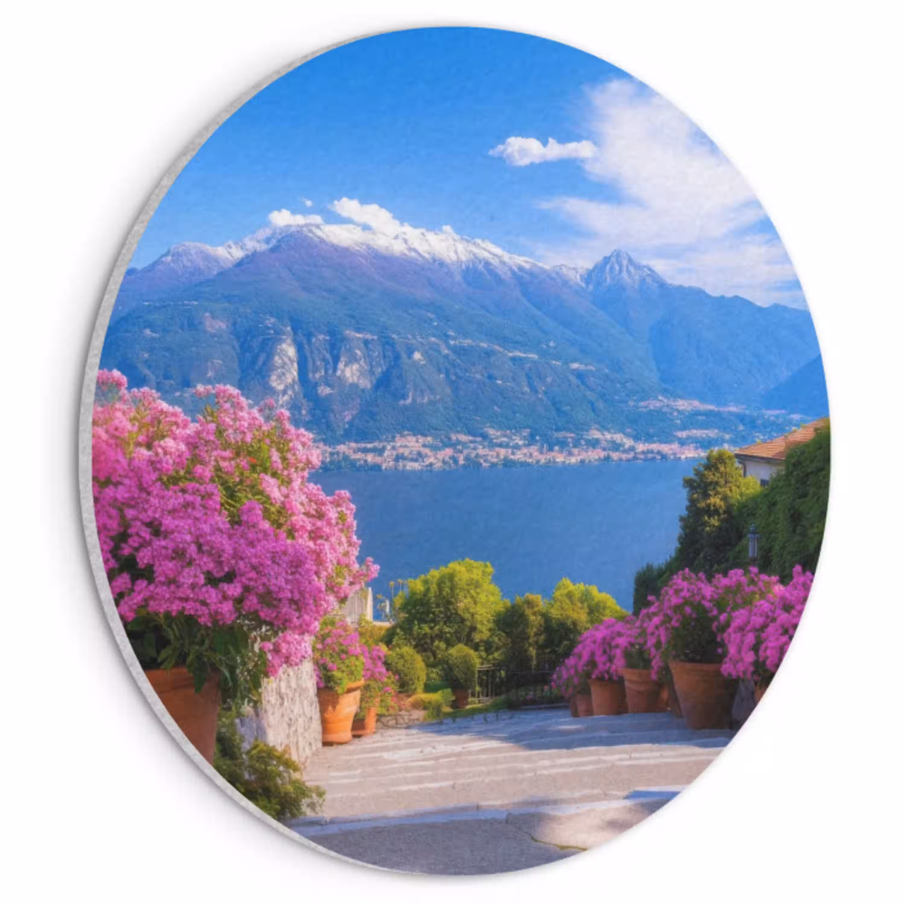 Lake Como - Italië - Landschap Akoestische PET Vilt - Rond klein -3d