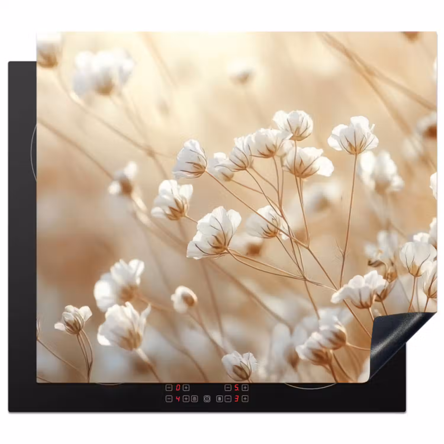 Inductie beschermer - Wilde - Bloemen - Wit