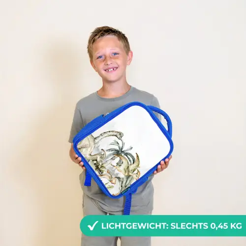 Dino's in een ruig landschap Kinderrugzak - Blauw middel -sfeer1_NL