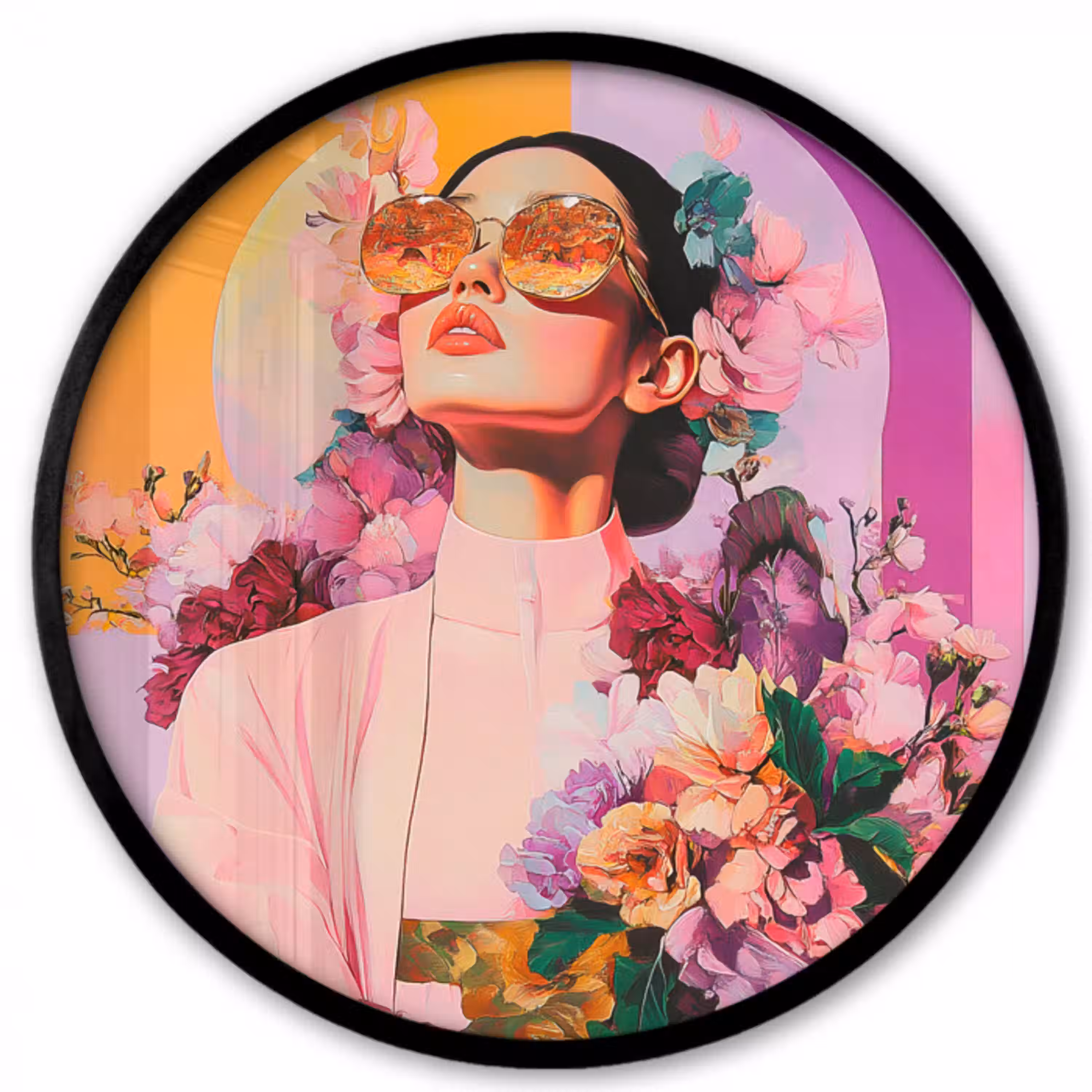 Portret - Vrouw - Abstract - Bloemen Fotolijst rond zonder passe partout klein -3d