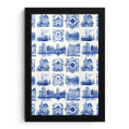Huizen - Schepen - Blauw fotolijst zwart zonder passe partout klein 224 -3d