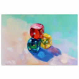 Dobbelstenen - Kleurrijk - Getallen - Stipjes poster papier klein -3d
