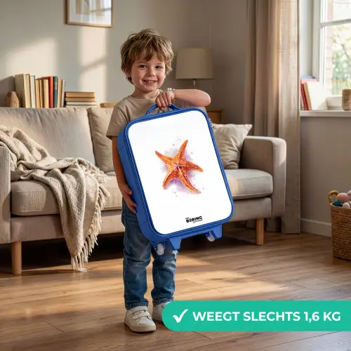 Oranje Zeester Illustratie Kinderkoffer - Blauw klein -sfeer2_NL
