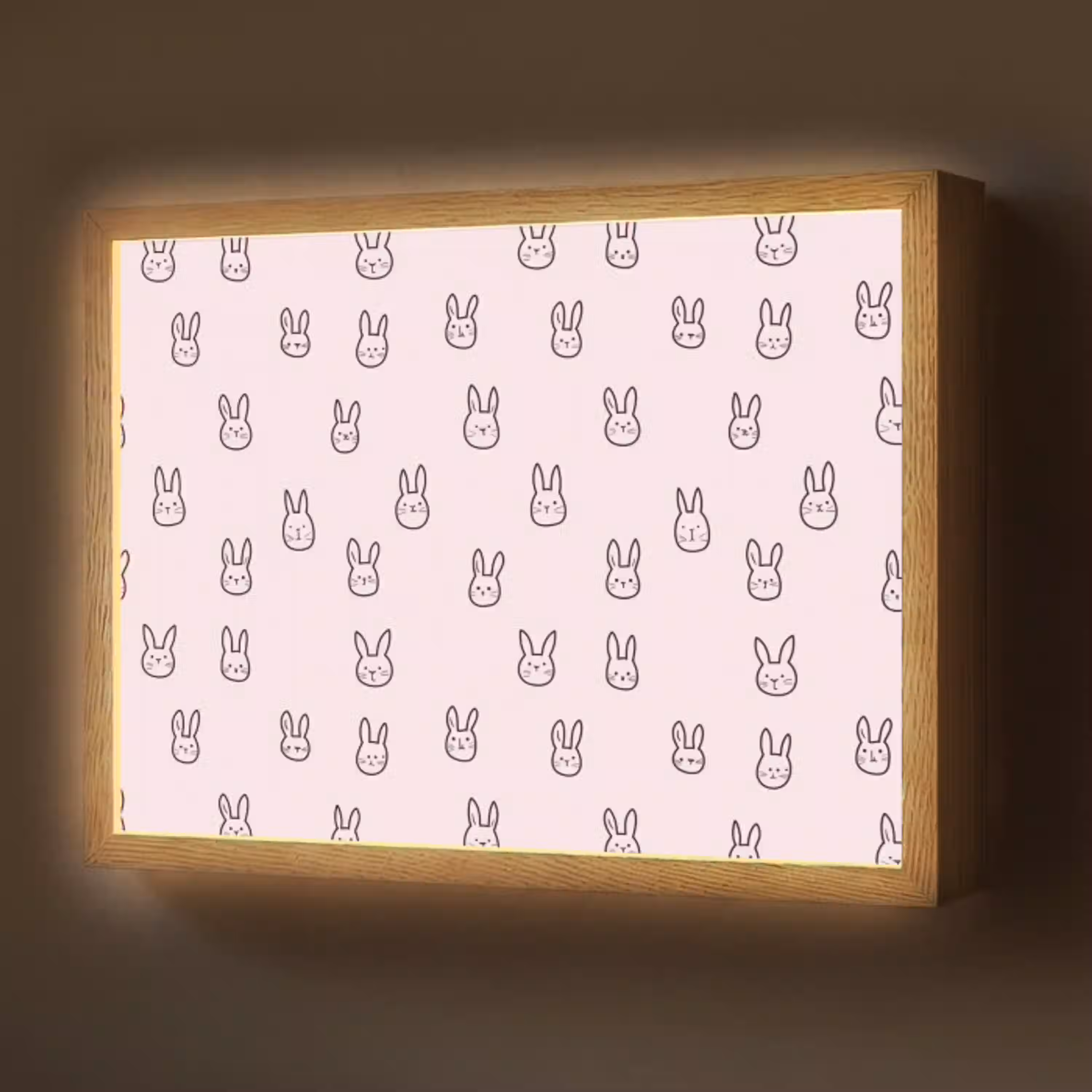 Konijnen - Minimalistisch - Roze Light Box met batterij (Wandlamp) middel 907 -z3d_website