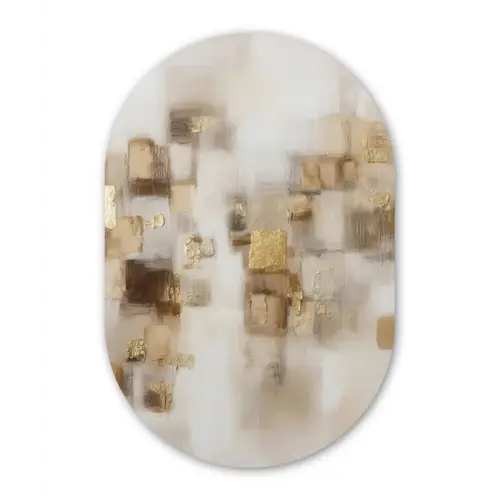 Abstracte vierkanten - Aardetonen - Mistig Wandcirkel Ovaal Forex klein -3d