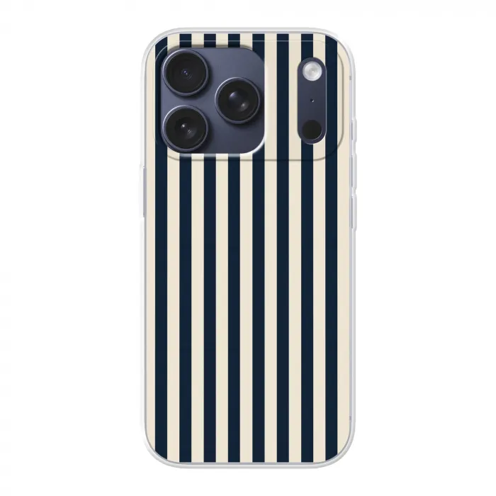 Verticale strepen - Blauw - Crème Telefoonhoesje iPhone 17 Pro klein 878 -3d