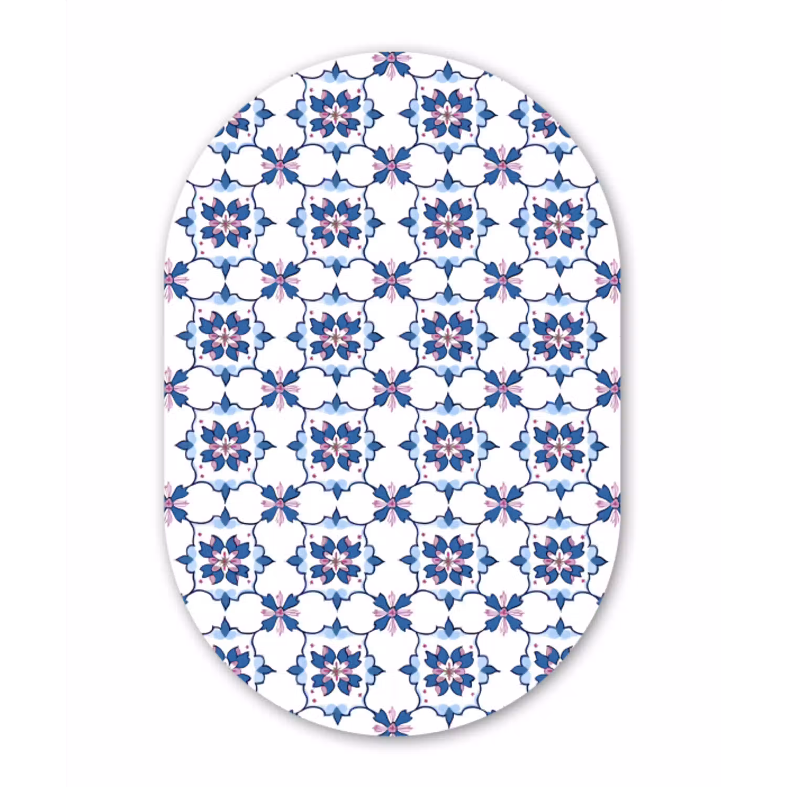 Modern - Patroon - Blauw - Roze Wandcirkel Ovaal Aluminium middel 839 -3d