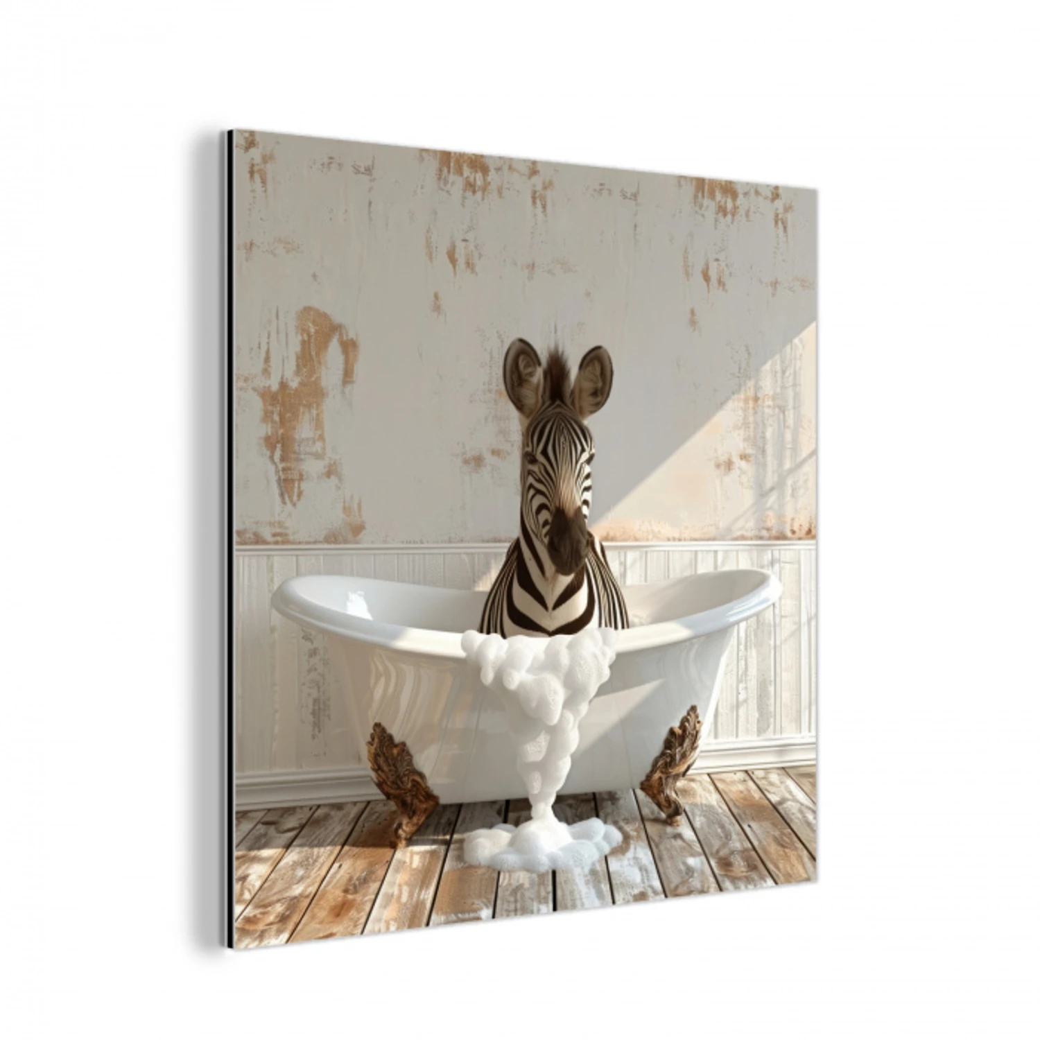 Vintage - Zebra - Wilde dieren - Badkuip aluminium wit klein -3d
