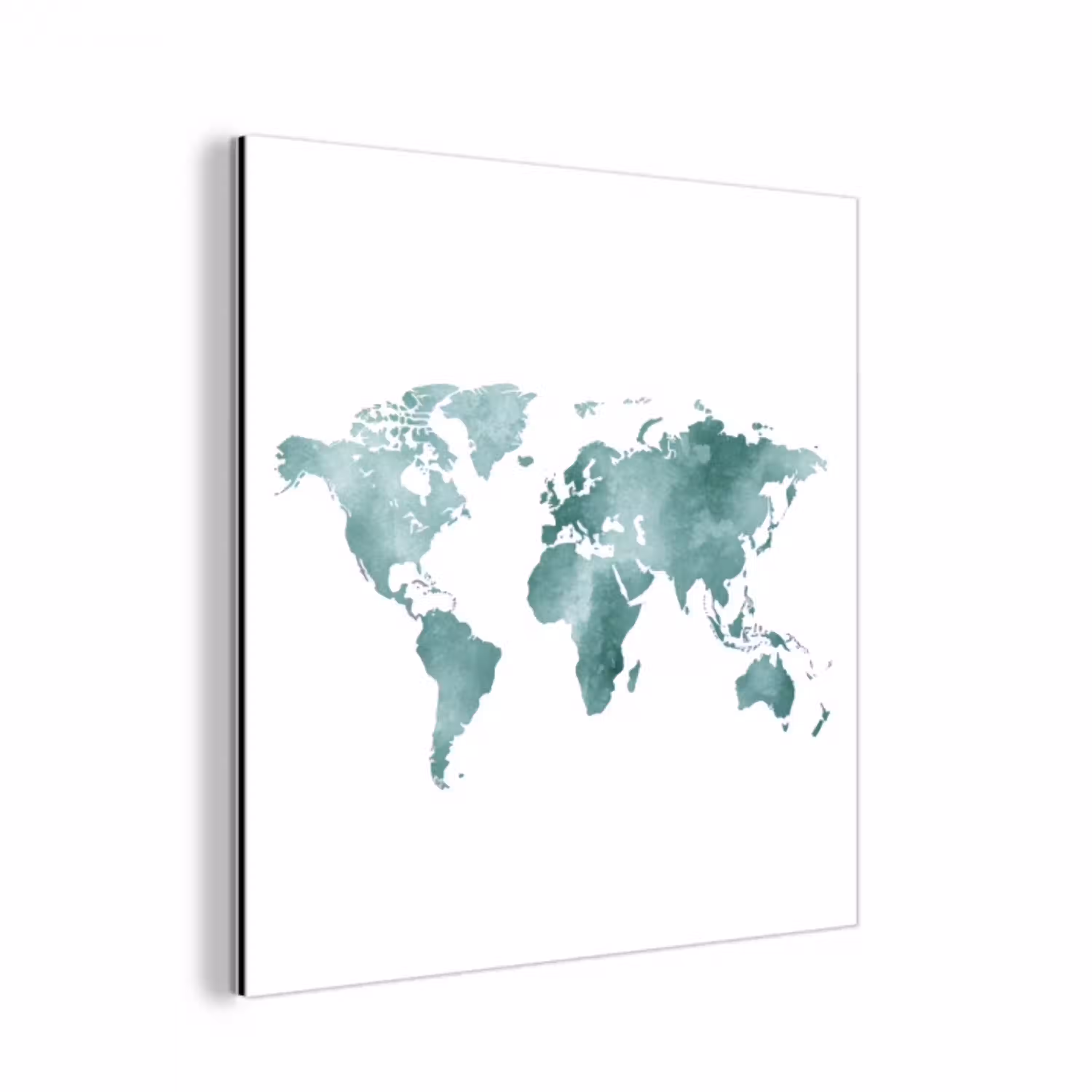 Wereldkaart - Subtiel - Groen aluminium wit klein -3d
