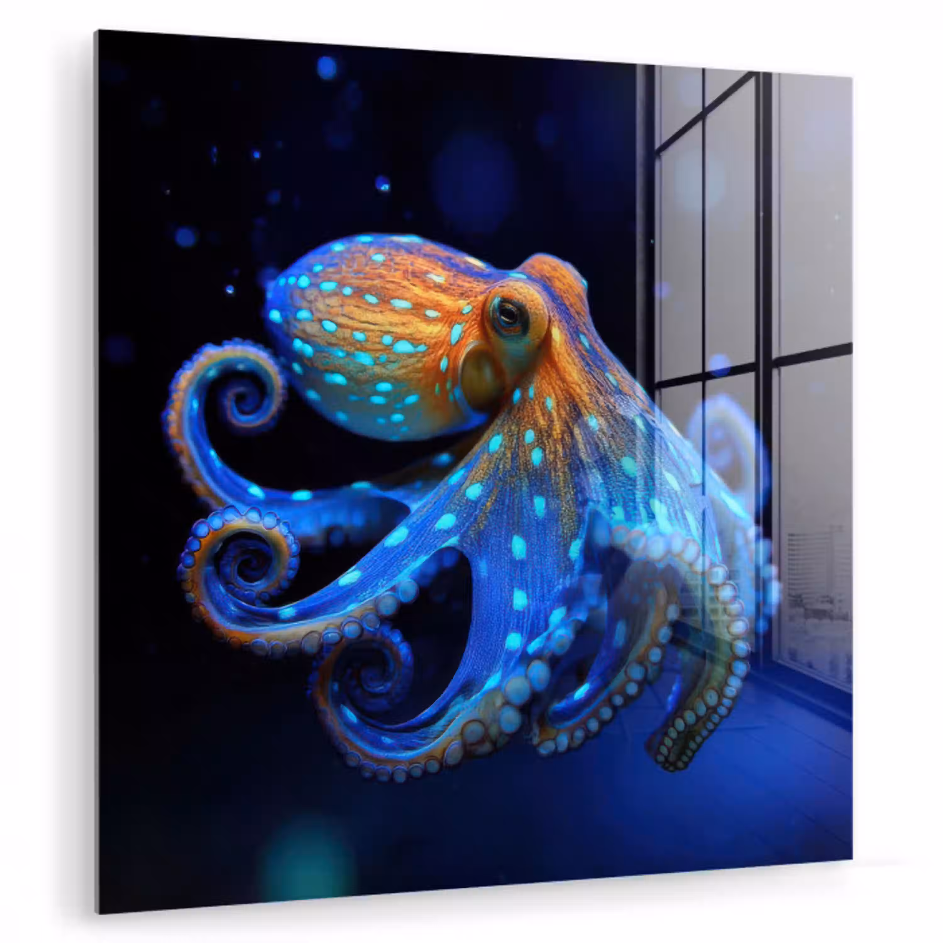 Octopus - Stippen - Blauw - Zee plexiglas 5mm klein -zzzproduct_nieuw
