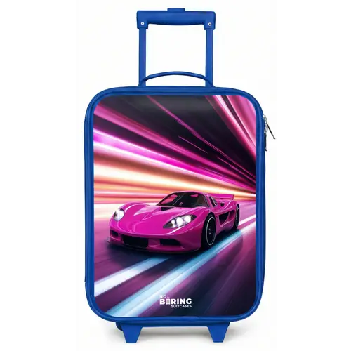 Roze raceauto flitst door neonlicht Kinderkoffer - Blauw klein -zz3dotto