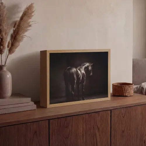 Krachtig - Paard - Donker Light Box met batterij (Wandlamp) middel -sfeer2