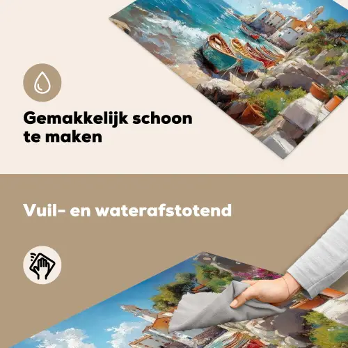Boten - Rotsen - Zee - Zon Inductie beschemer met haakjes klein -ky-schoon-nl