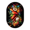 Groente - Peper - Knoflook - Graffiti - Verf - Kleurrijk Wandcirkel Ovaal Glas middel -3d