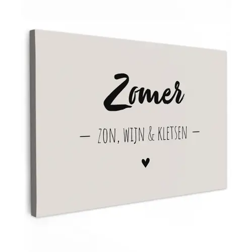 Wijn - Zomer zon, wijn & kletsen - Quotes - Tekst Tuinposter op houten frame 2 cm dik klein -3d