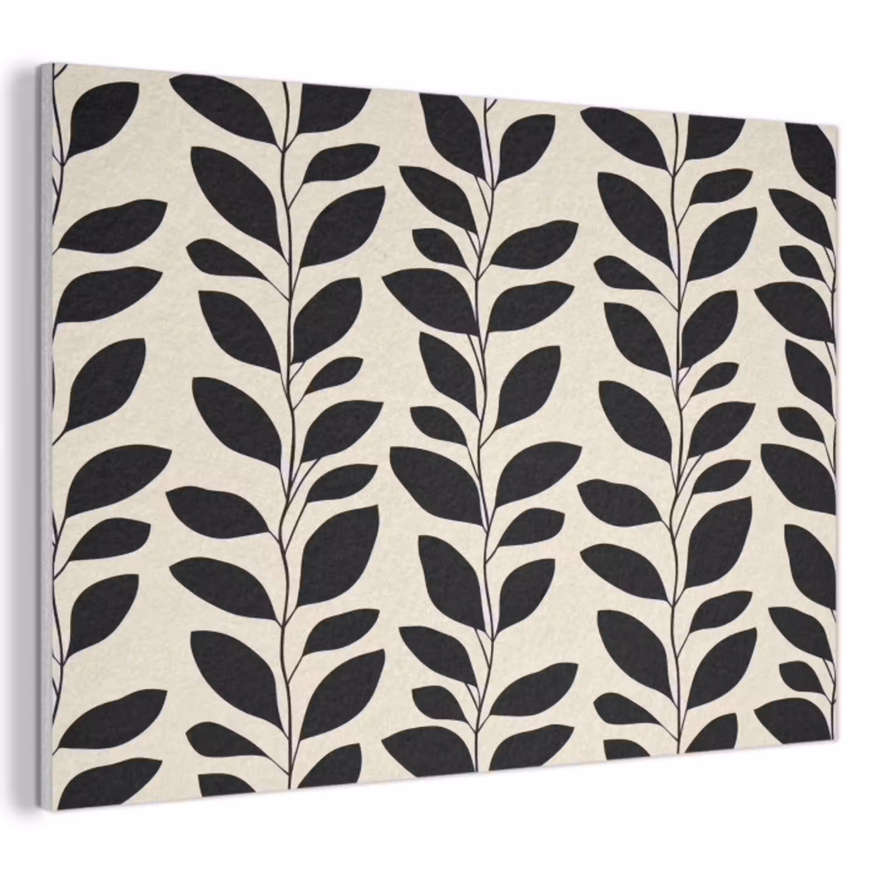 Botanisch - Dessin - Zwart - Beige PET vilt klein 837 -3d