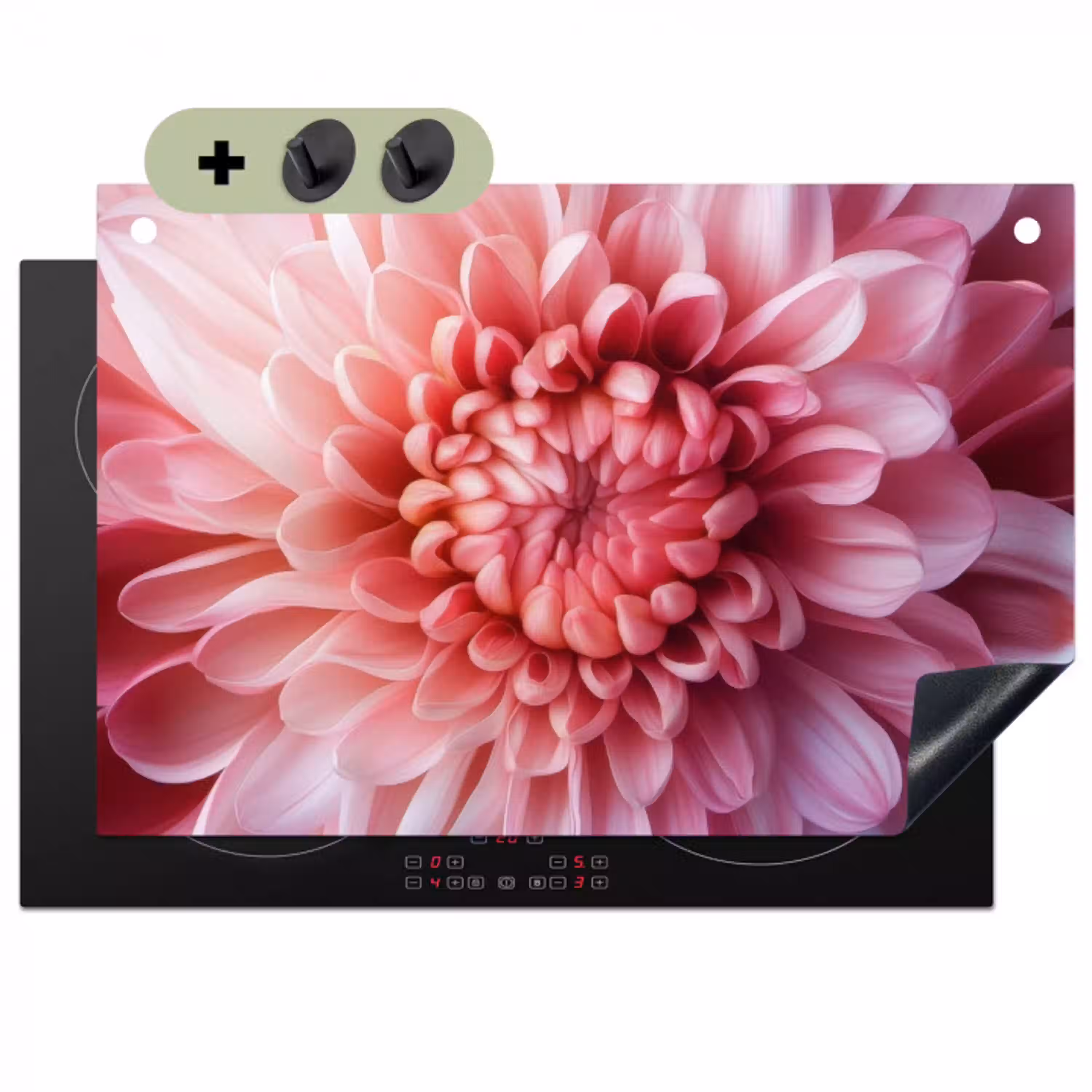 Dahlia - Bloem - Close up - Roze Inductie beschemer met haakjes klein -3d