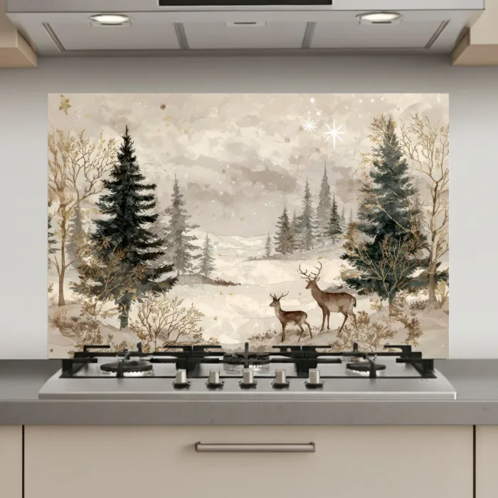 Bos - Herten - Winter - Sneeuw keuken achterwand spatscherm klein -3d_website