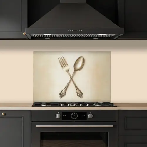 Beige - Vintage - Bestek keuken achterwand spatscherm klein -sfeer1