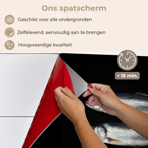 Haring - Vissen - Zwart keuken achterwand spatscherm klein -spatscherm_NL