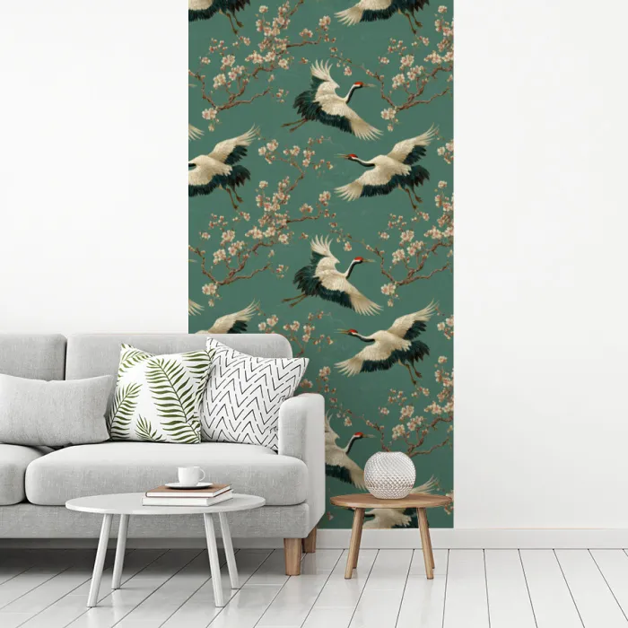 Kersenbloesem - Kraamvogels - Groen fotobehang vinyl groot 64 -woonkamer