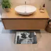 Schotse hooglander - Koe - Krant - WC - Zwart wit Badmat klein -sfeer1