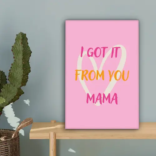 Mama - Quote - Hart - Roze canvas 2cm klein -sfeer4