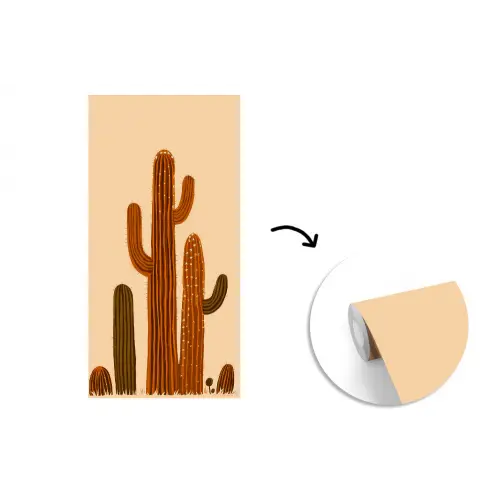 Cactus - Woestijn - Zand - Bruin fotobehang vinyl groot -3d