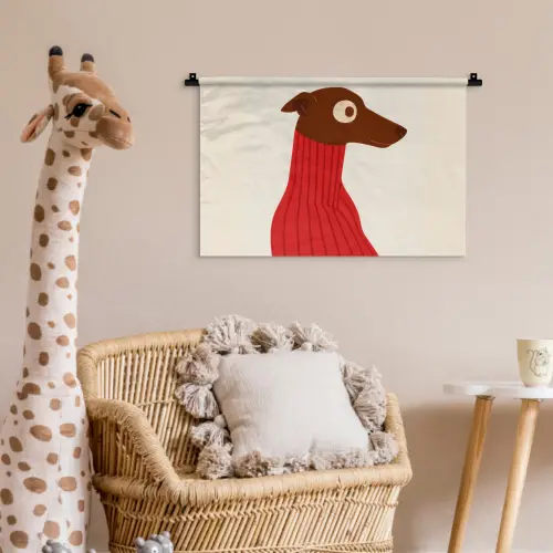 Silhouet - Hond - Trui - Rood Wandkleed katoen klein -wsfeer5_kind